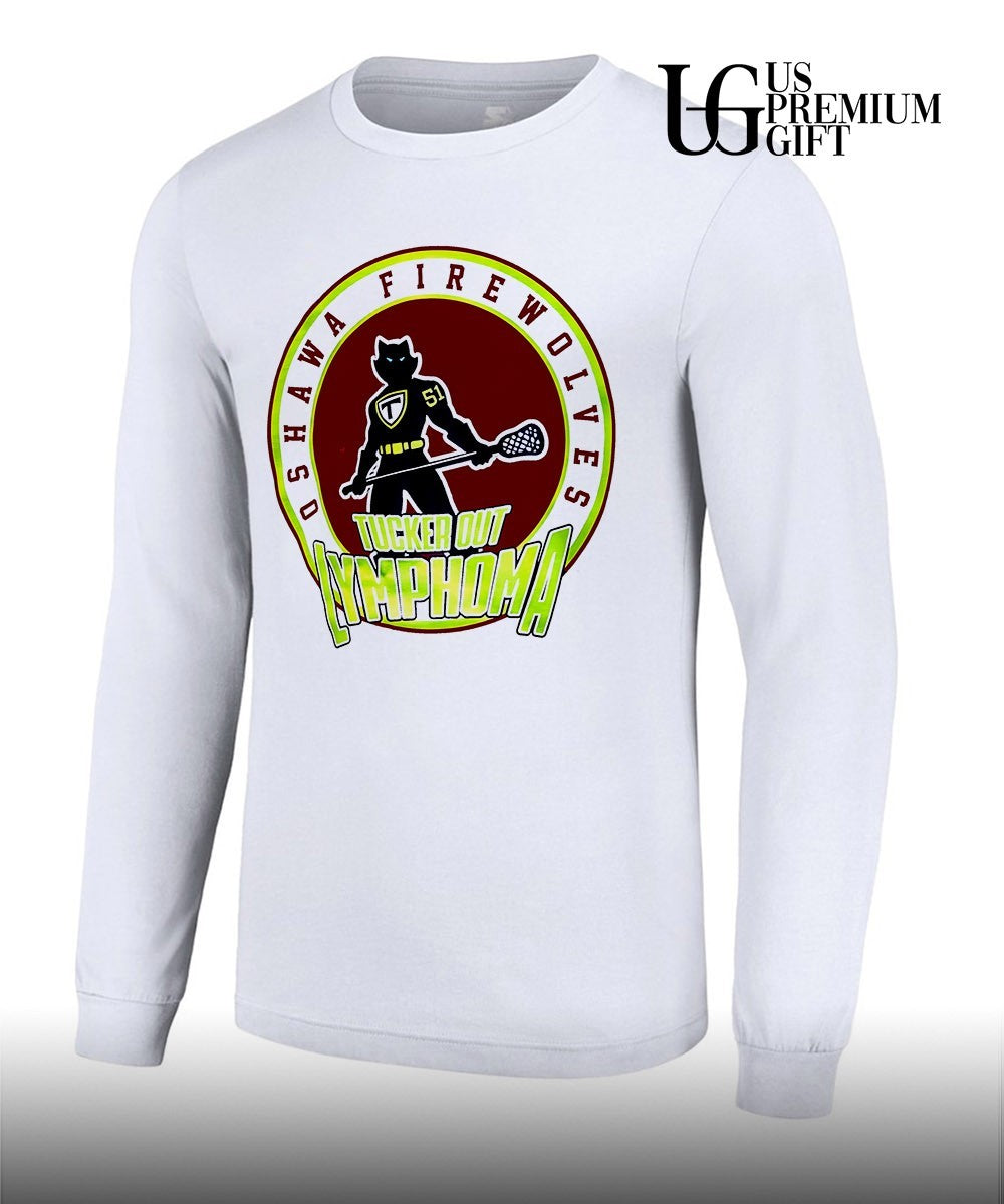 Tucker Out Lymphoma lacrosse Oshawa FireWolves shirt