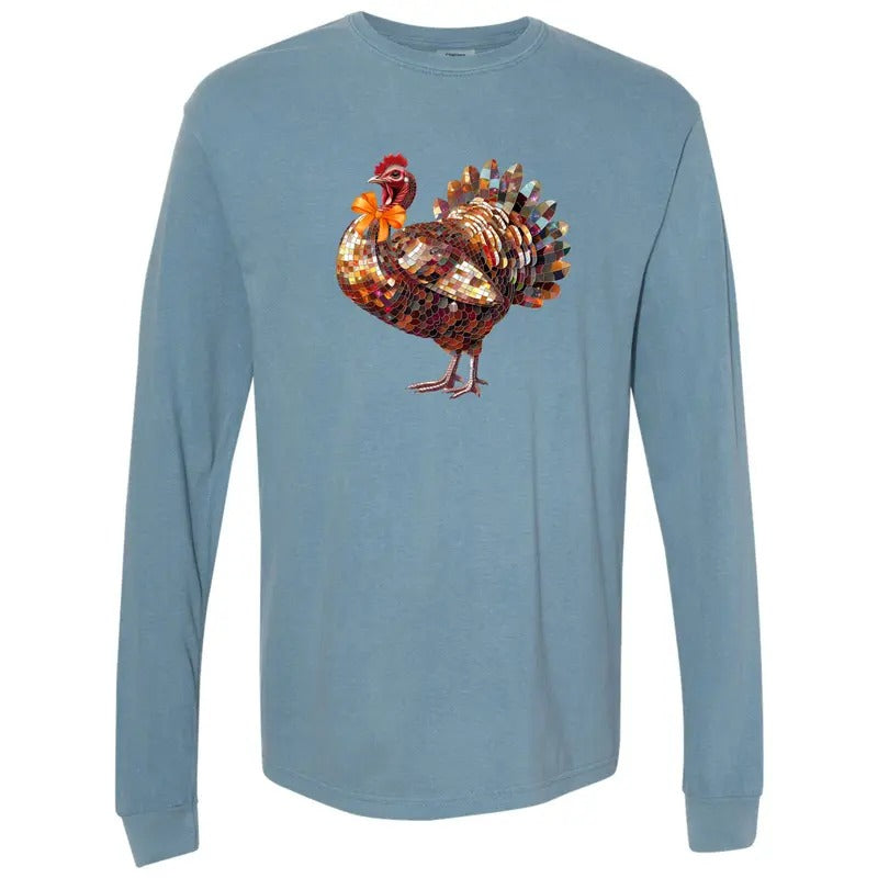 Turkey Dazzling Disco Long Sleeve Comfort Colors T-Shirt 'NLB' Hoodie, Sweatshirt | HypeDripTees.com