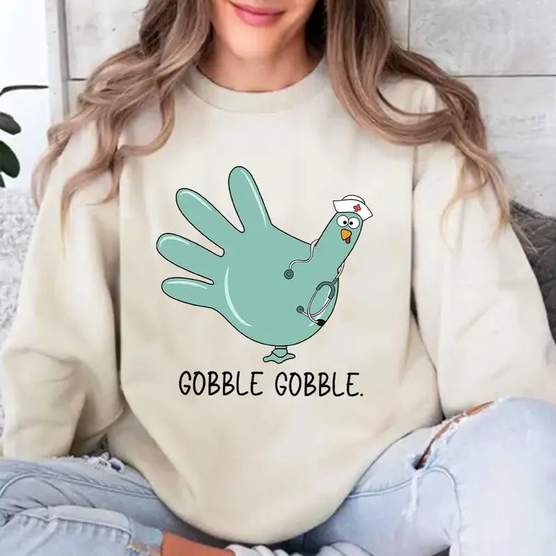 Turkey Glove Nurse Thanksgiving Shirt, Gobble Gobble Nurse T-shirt, Thanksgiving Nurse Gift, Funny Nurse Turkey Day Tees...