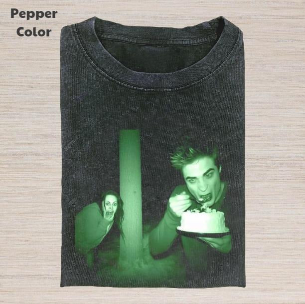 Twilight Vintage Graphic Tee, Edward And Bella Eat Cake T-Shirt, Movies Tee, Unisex Meme Cringe Funny Dumb Shirt, Gift...