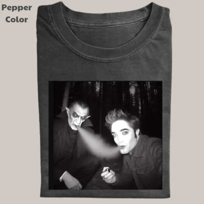 Twilight Vintage Tee, Edward Dracula Smoking T-Shirt, Movie Graphic Tee, Unisex Meme Cringe Funny Dumb Shirts, Menswear...
