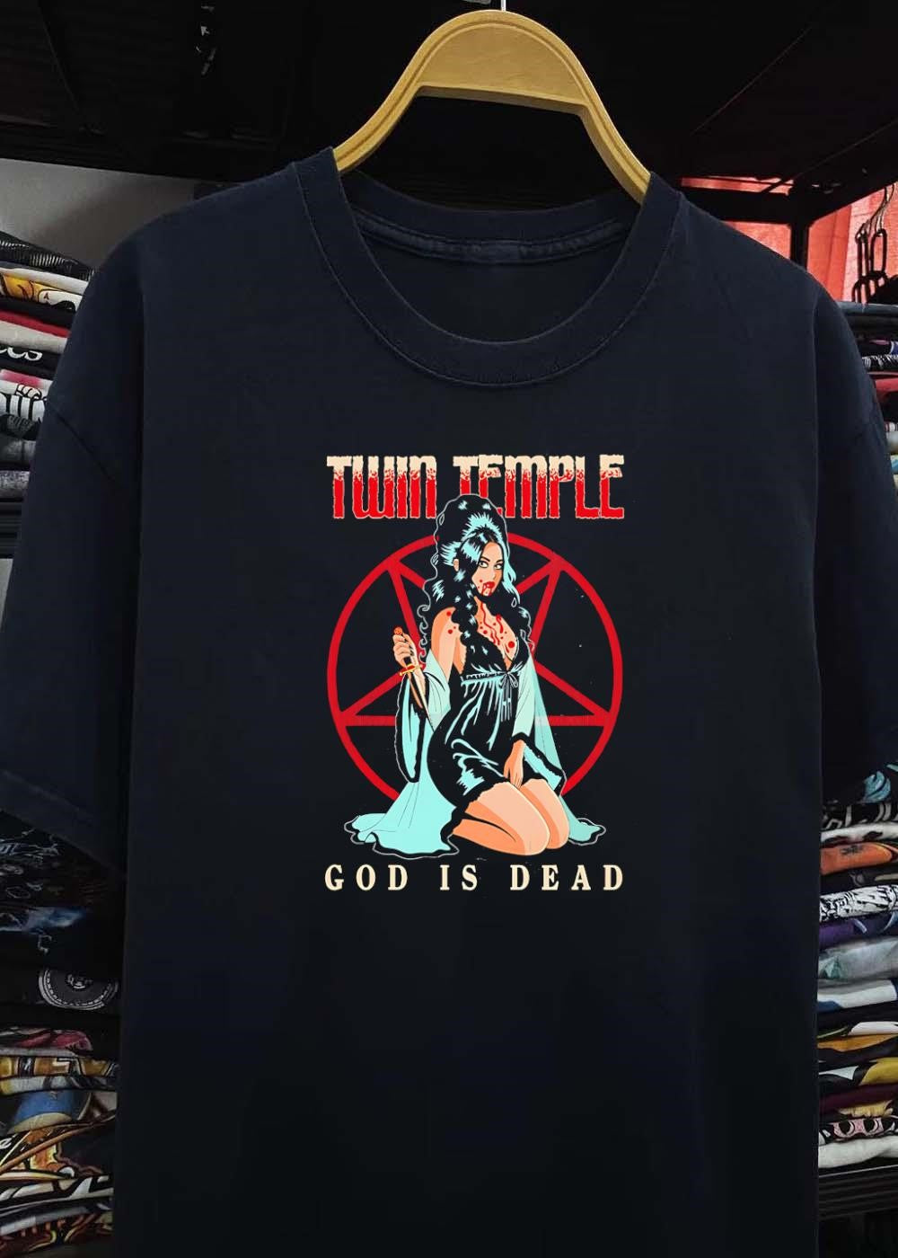 Twin Temple God Is Dead Woman Holding Knife T-Shirt