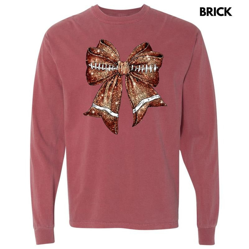 Twinkle Football Bow Long Sleeve Comfort Colors T-Shirt 'NLB' Hoodie, Sweatshirt | HypeDripTees.com