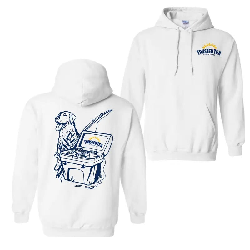 Twisted Tea Fishing Scene with Dog Cooler 2 Sided Hoodie T-Shirt, Twisted Tea Hoodie For Men And Women, Trendy Shirt...
