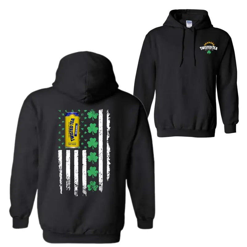 Twisted Tea Flag With Shamrocks For St. Patrick's Day T-Shirt Sweatshirt Hoodie, Unisex Shirt | HypeDripTees.com