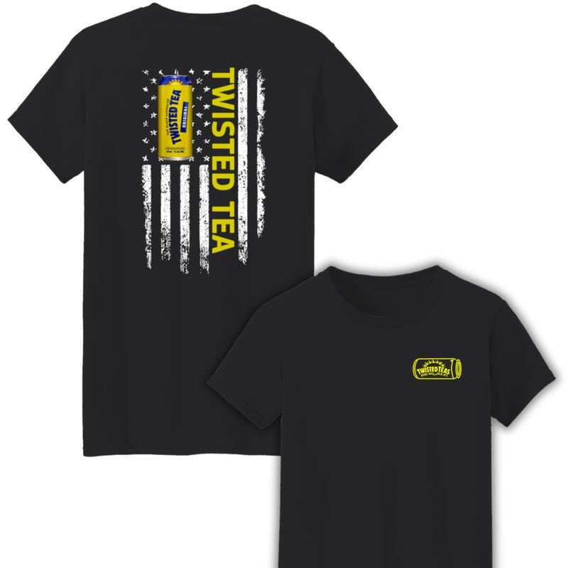 Twisted Tea Logo Flag Funny Two Sides Unisex Cotton T-Shirt Hoodie, Sweatshirt | HypeDripTees.com
