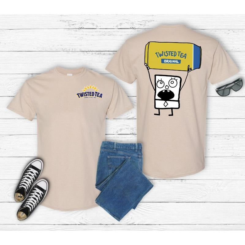 Twisted Tea Original Shirt, Funny Twisted Tea Sweatshirt, DoodleBob Twisted Tea 2 Sides Printed Comfort Fabric Cotton Hoodie