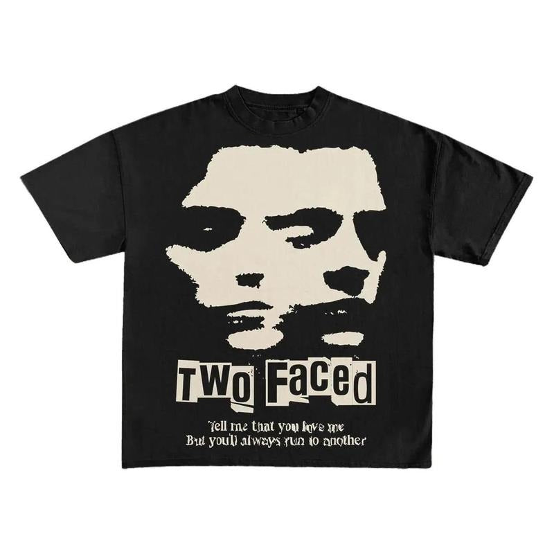 Two Faced Print Short Sleeve Graphic Unisex TShirt Womenswear Top Hoodie, Sweatshirt | HypeDripTees.com