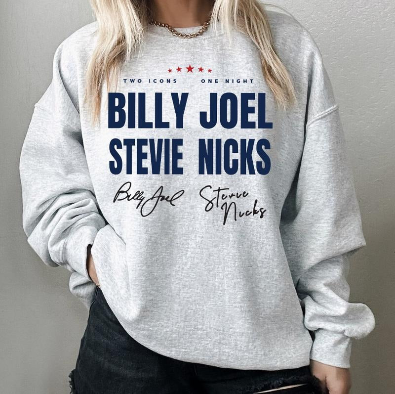 Two Icons One Night Billy Joel Stevie Nick Tour Shirt Sweatshirt Hoodie, Stevie Nicks Tee, Billy Joel Stevie Nick Fan...
