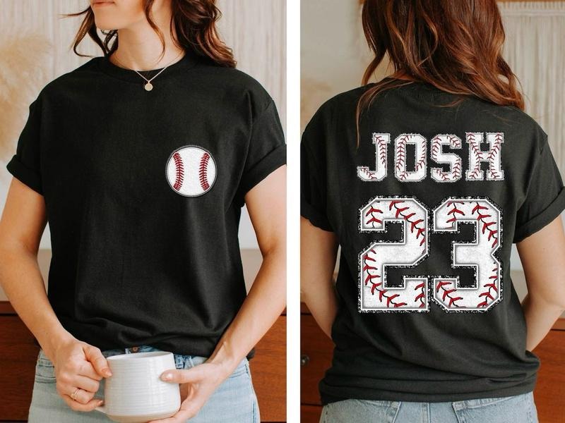 Two-sided Baseball Shirt With Custom Number And Name, Sports T-Shirt, Baseball Mom Tee, Personalized Baseball Shirt,...