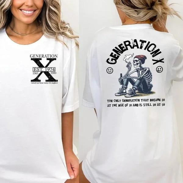 Two-sided Custom Gen X Smoking T-shirt, Proud Member Of The Fck Your Feelings 1965