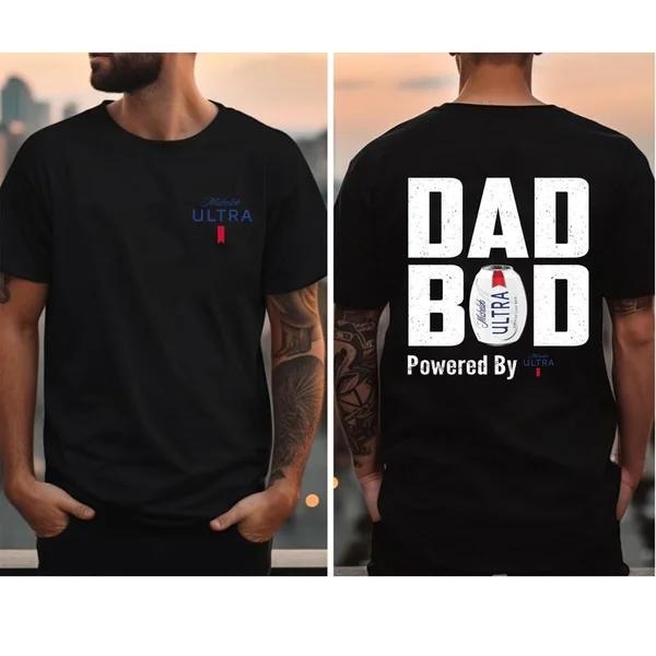Two-sided Dad Bob Powered By Michelob Ultra T-shirt, Father's Day Gifts, Papa Tee, Funny Summer Graphic Tee, Trendy...