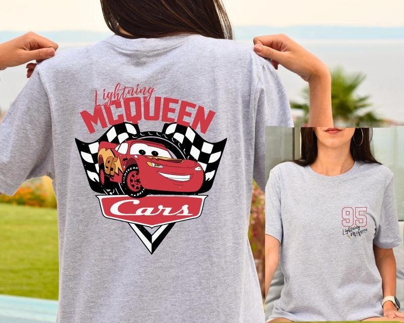 Two sides Retro Lightning Unisex T-Shirt, Lightning 95 Piston Cup T-Shirt, Family Vacation Shirt Hoodie, Sweatshirt