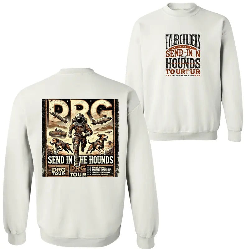 Tyler Childers Send in the Hounds Tour Sweatshirt, Hoodie - Astronaut & Hounds Graphic, Cozy Unisex Concert Merch...