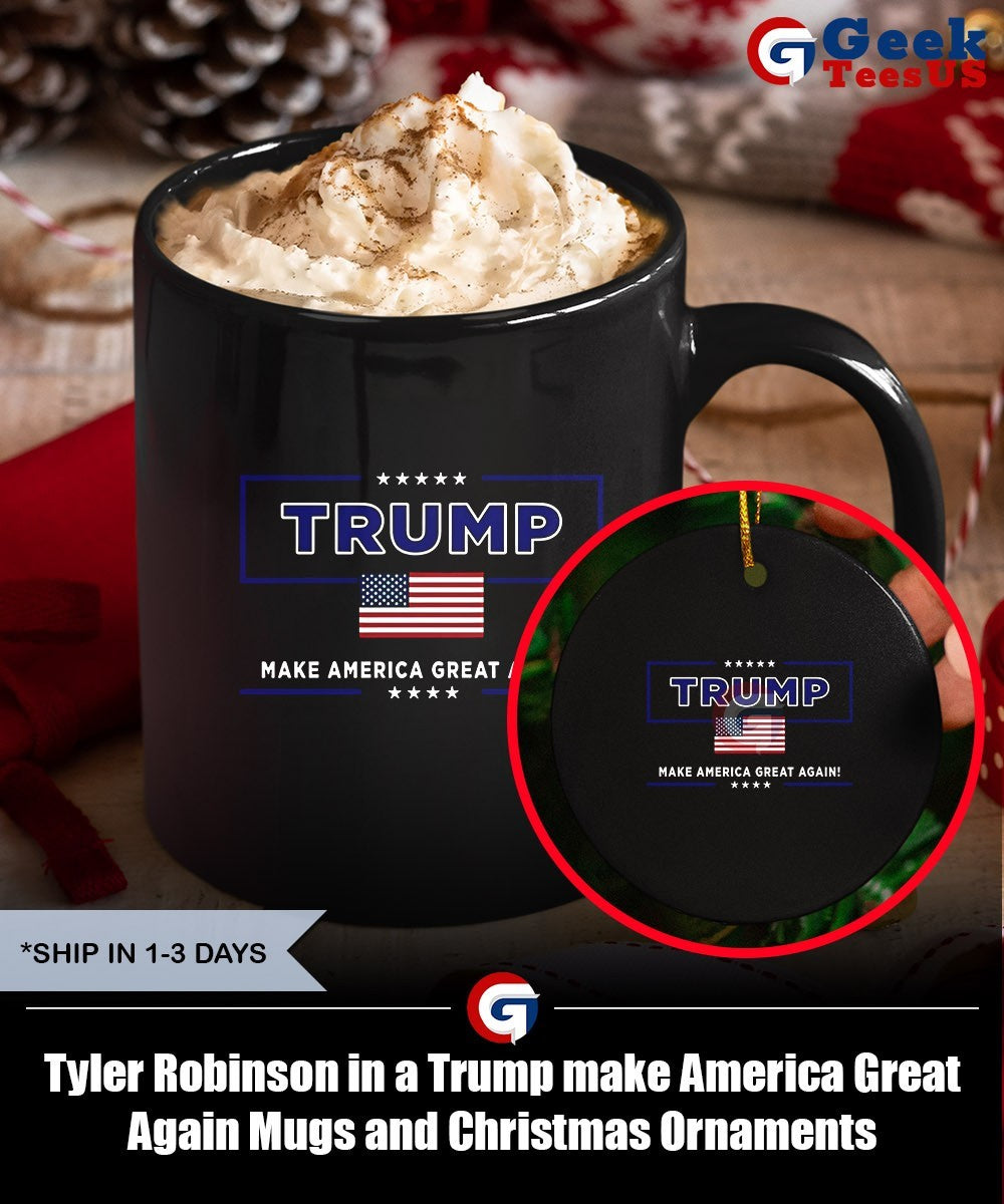 Tyler Robinson in a Trump make America Great Again shirt