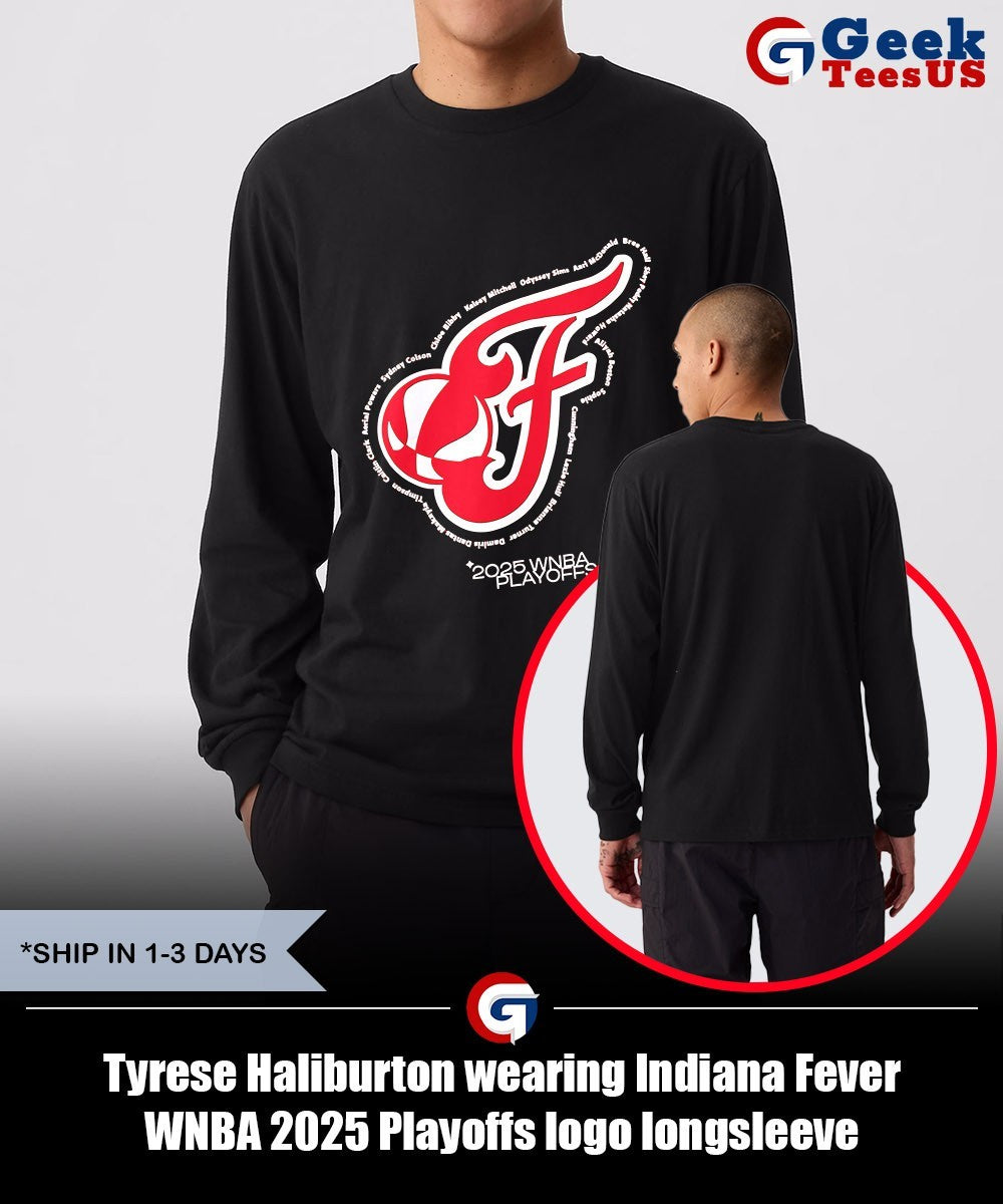 Tyrese Haliburton wearing Indiana Fever WNBA 2025 Playoffs logo shirt
