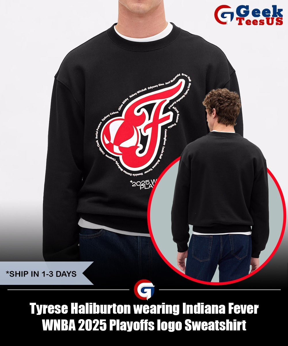 Tyrese Haliburton wearing Indiana Fever WNBA 2025 Playoffs logo shirt