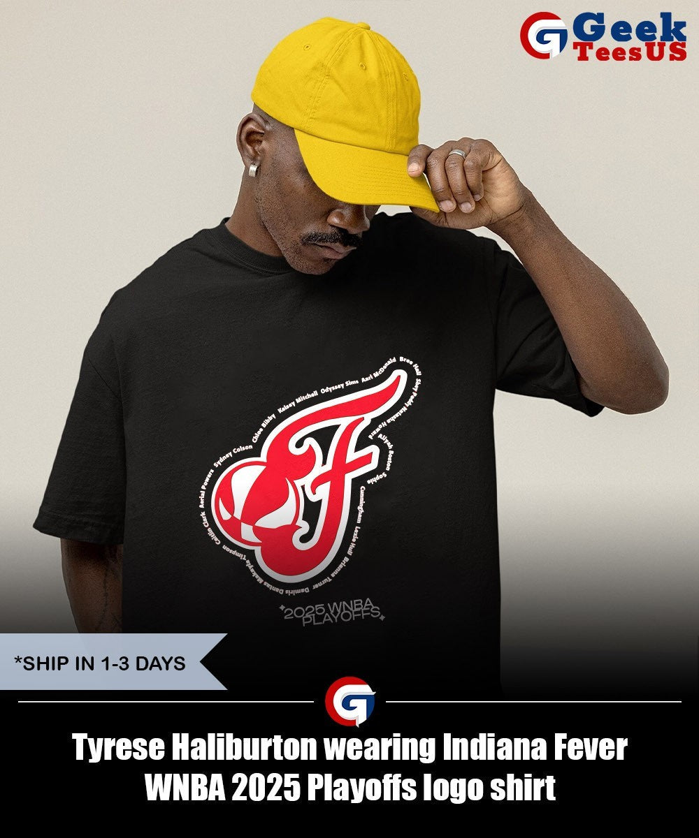 Tyrese Haliburton wearing Indiana Fever WNBA 2025 Playoffs logo shirt