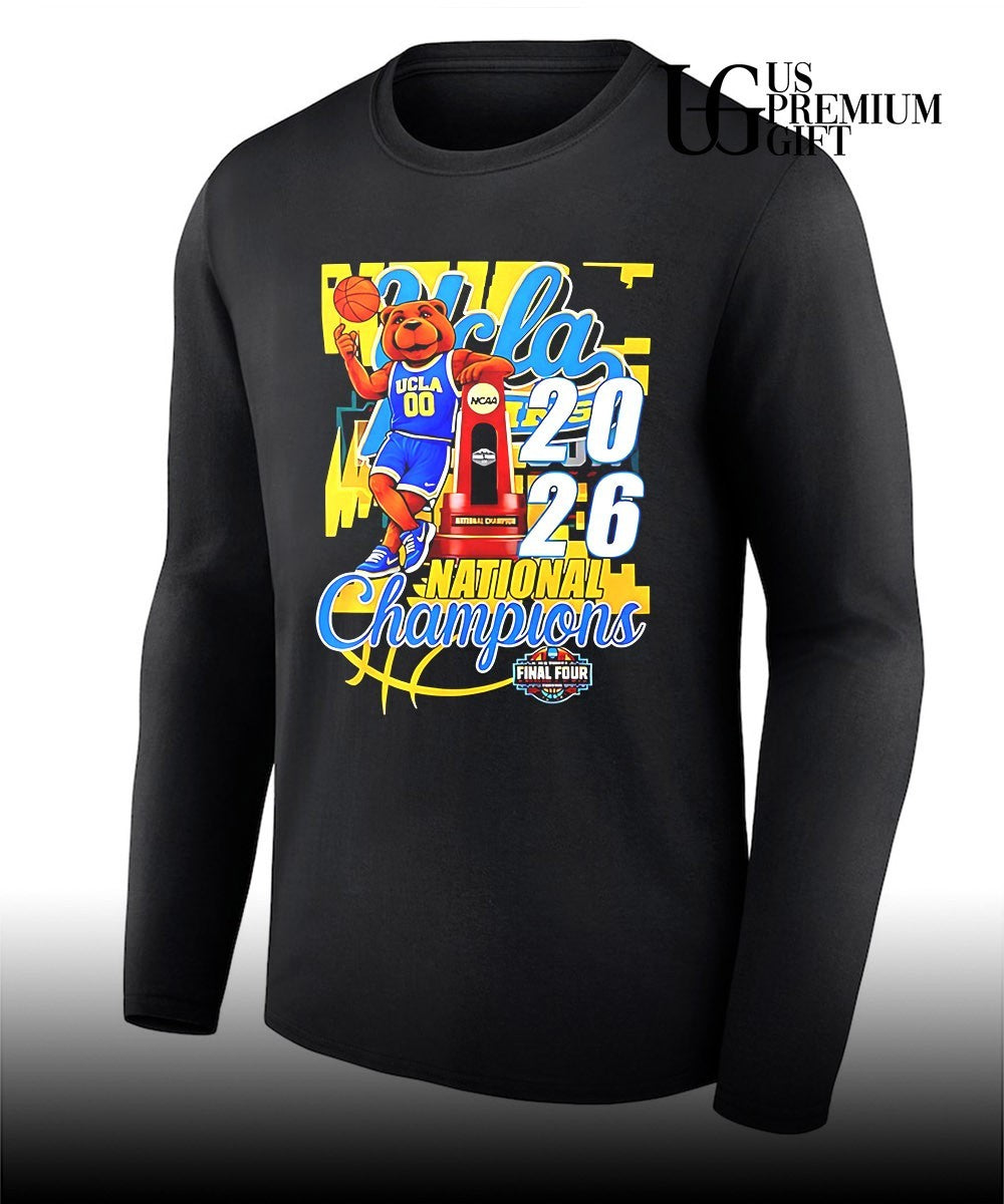 UCLA Bruins 2026 National Champions mascot trophy graphic shirt