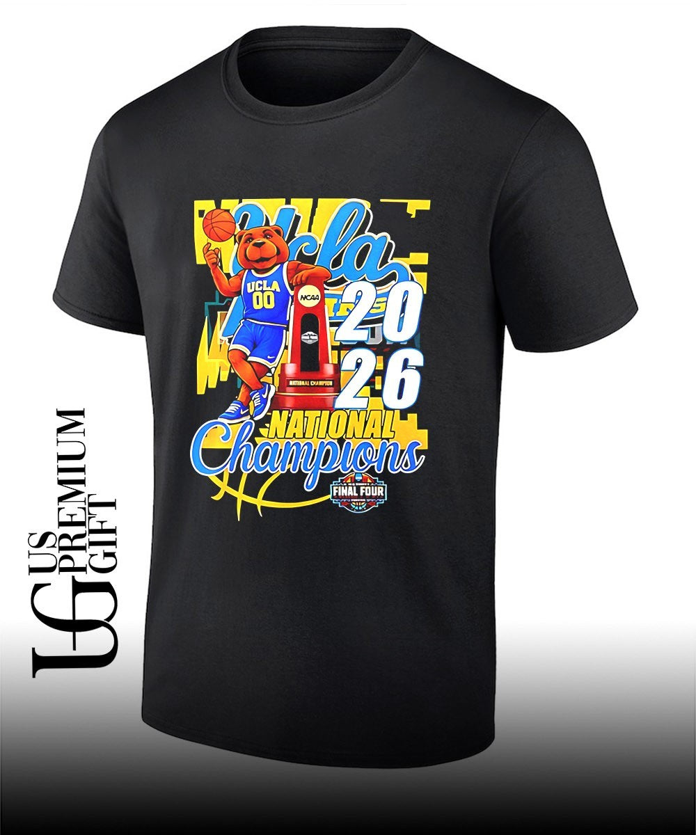 UCLA Bruins 2026 National Champions mascot trophy graphic shirt