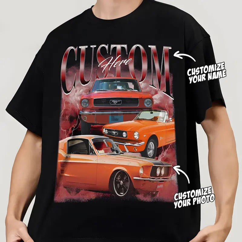 [UNISEX T-SHIRT]  Vintage Custom Your Car Photo Tee, Custom Car Vintage 90s Outfit, Custom Birthday Gifts, Gift for...