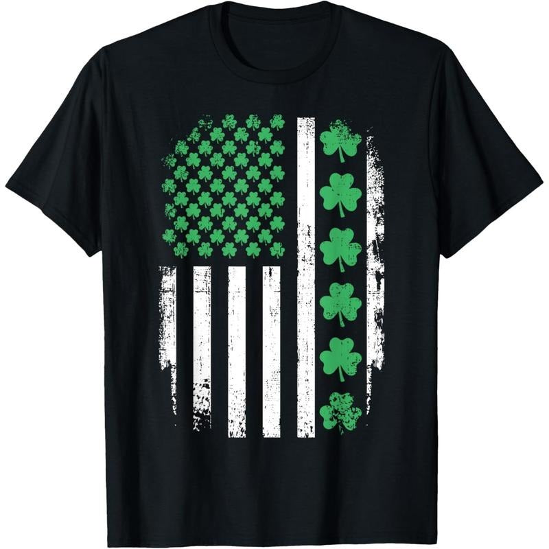 US American flag with shamrocks for St Patricks day T-Shirt Hoodie, Sweatshirt | HypeDripTees.com