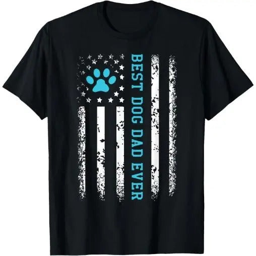 USA Flag Best Dog Dad Ever American Puppy Lover Paw T-Shirt Made in USA Hoodie, Sweatshirt | HypeDripTees.com