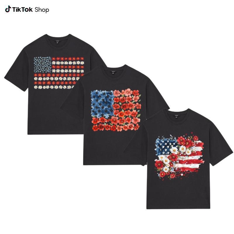 USA Flag Flower Collector Shirt, Daisy American Flag Shirt, 4th of July Shirt Floral Flag Shirt Independence Day Shirt...