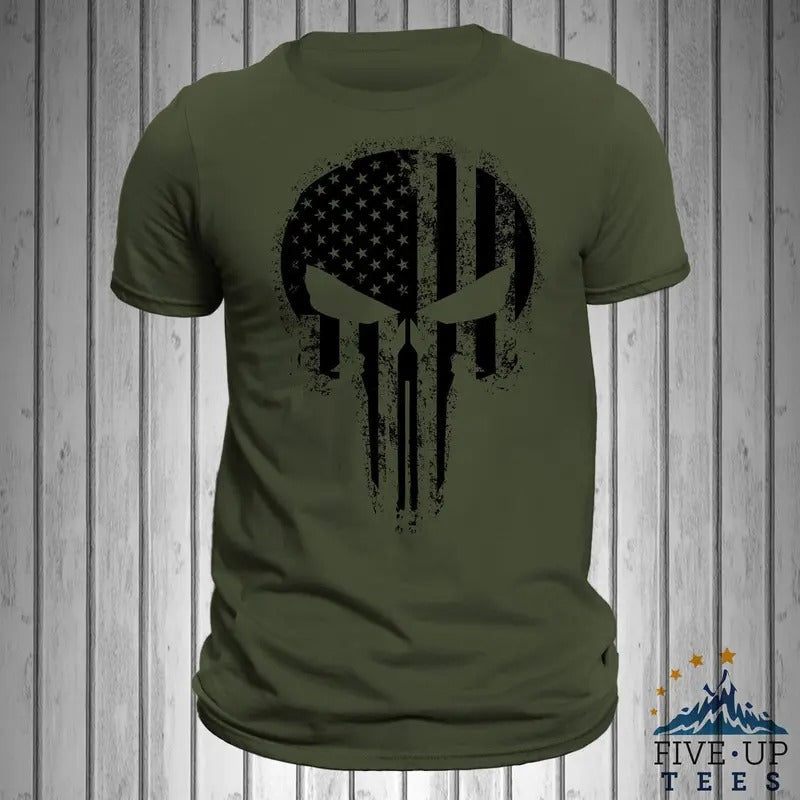 USA Flag Skull Blacked Out Design Men's T-Shirt Hoodie, Sweatshirt | HypeDripTees.com