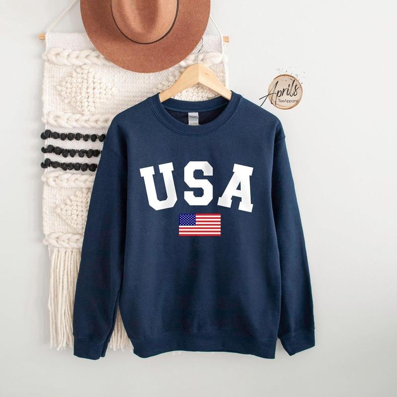 USA Flag Sweatshirt, USA Sweatshirt, Patriotic Sweatshirt, American Flag Sweatshirt, America Sweatshirt, Retro...