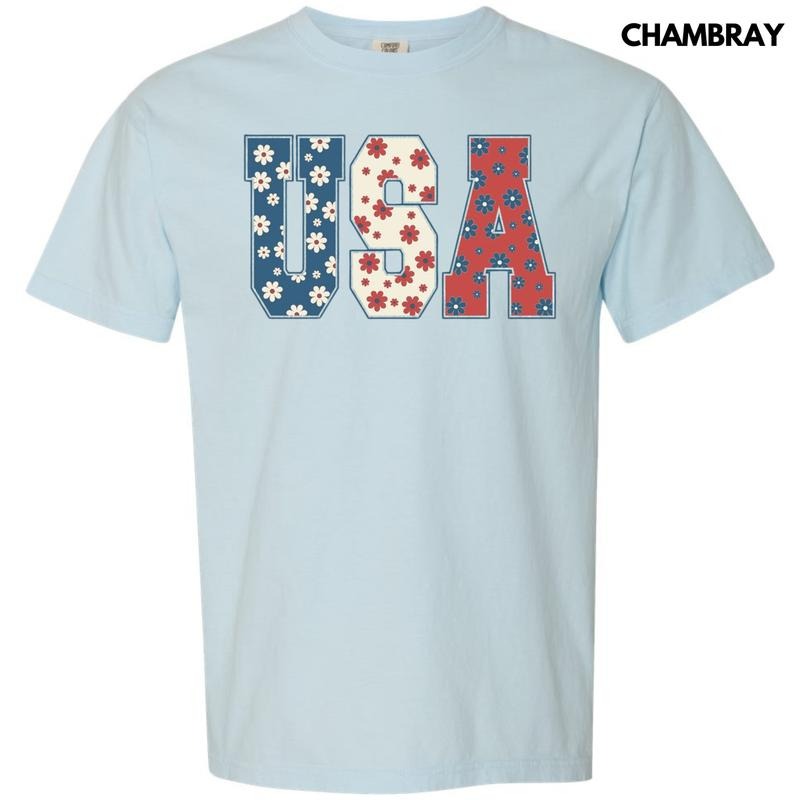 USA Flowers Comfort Colors T-Shirt Hoodie, Sweatshirt | HypeDripTees.com