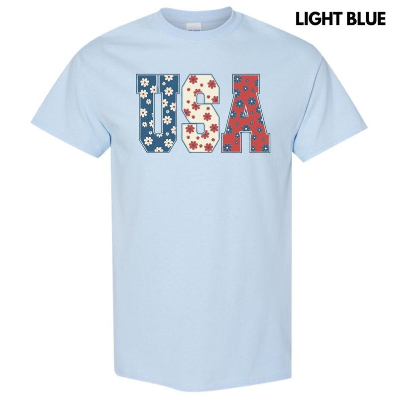 USA Flowers Gildan Short Sleeve T-Shirt Hoodie, Sweatshirt | HypeDripTees.com