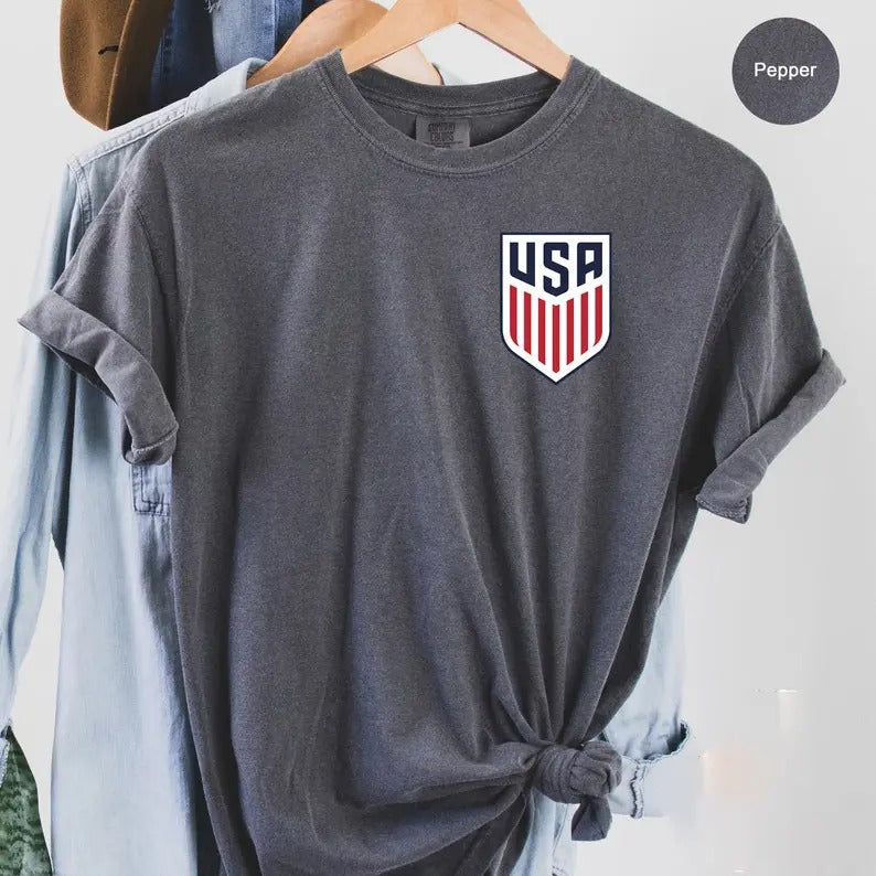 USA National Team Shirt, Comfort Colors USA Shirt, American Flag Shirt, Logo Tee, Memorial Day Ring Soft Cotton Fabric...