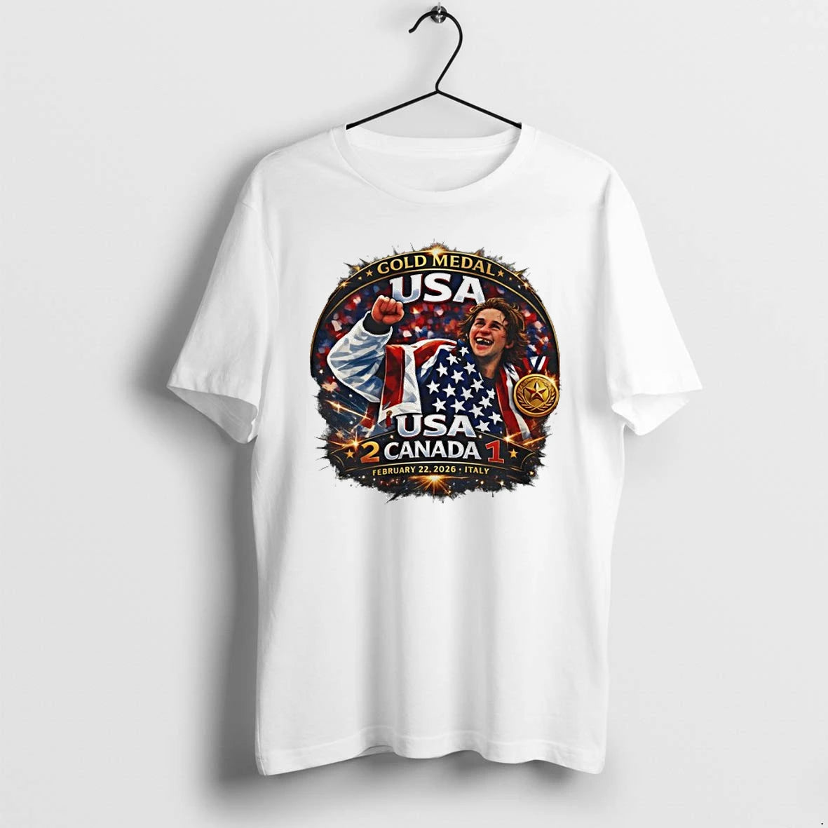 Usa Olympic Gold Medal Hockey 2026 Jack Hughes Golden Goal Vs Canada Tshirts Sweater Hoodie, Sweatshirt | HypeDripTees.com