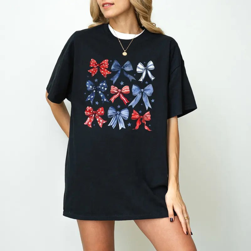 USA Shirt, Womens 4th of July Shirt, Red White and Blue, Coquette Fourth of July Shirt, USA Graphic Tee, Trendy 4th of...