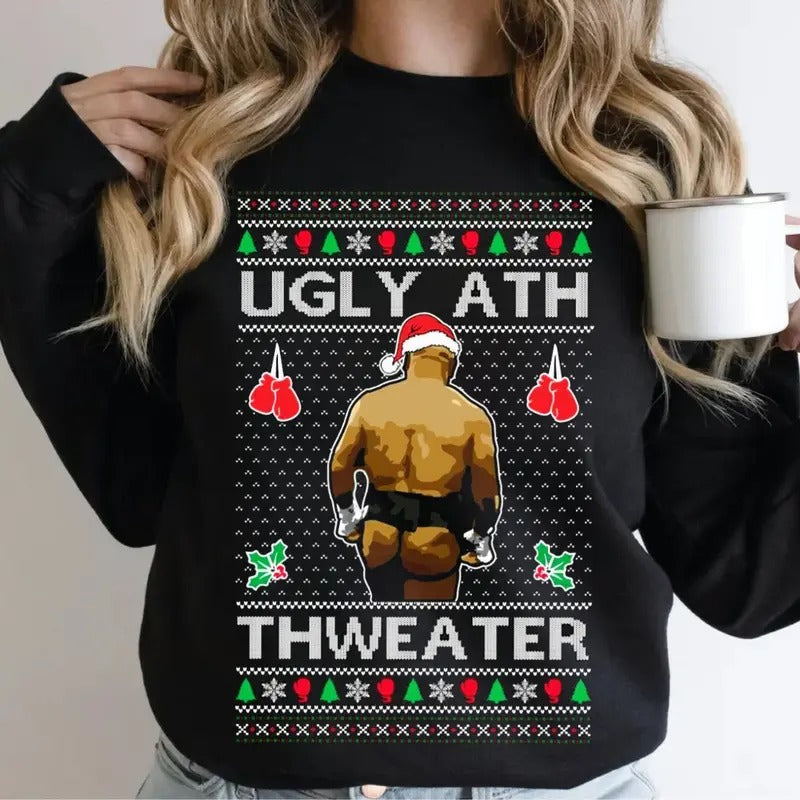Ugly Ath Sweater Merry Chrithmith, Mike Tyson Butt Viral Ugly Ass Boxing Fight Meme Shirt, For Men Women, Funny Ugly...