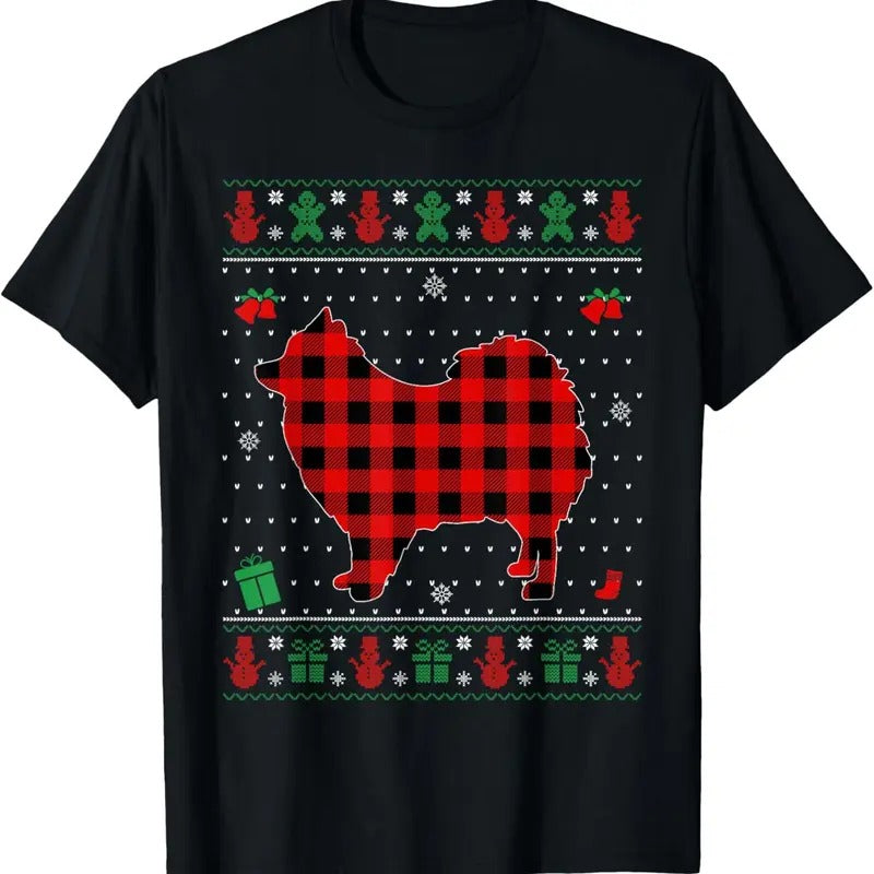 Ugly Christmas Red Plaid Pomeranian Dog Lover Matching Pj T-Shirt Hoodie, Sweatshirt | HypeDripTees.com