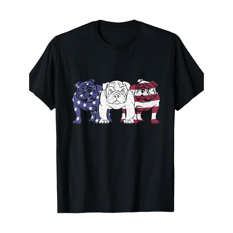 Unique English Bulldog Dog American Flag Retro Puppy Lover T-Shirt Made in USA Hoodie, Sweatshirt | HypeDripTees.com