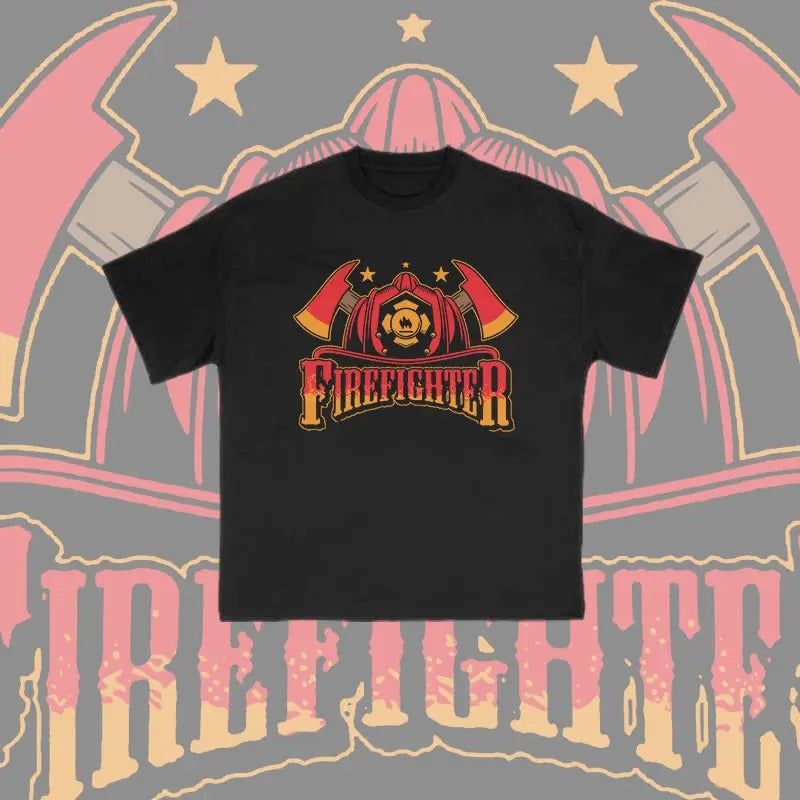 Unisex 100% Cotton Firefighter Print T-shirt vintage  tees cowboys  outfits  men Crewneck Menswear Hoodie, Sweatshirt
