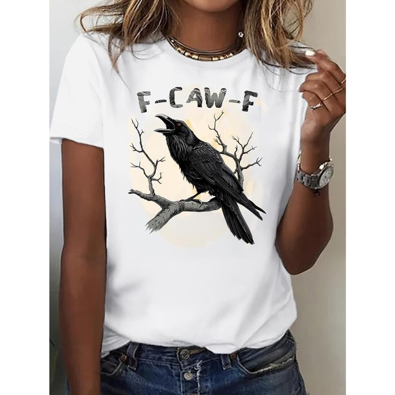 Unisex 180g Cotton 2025 Hot Raven Graphic T-Shirt, Comfortable Loose Fit Crew Neck, Casual Summer Short Sleeve Top, Edgy...