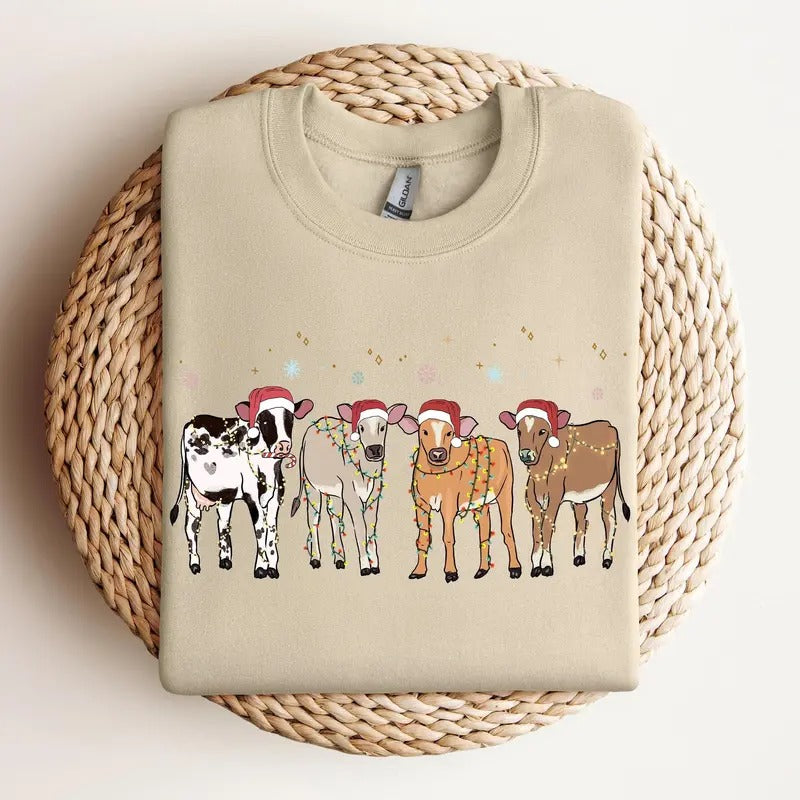Unisex Christmas Cow Sweatshirt
