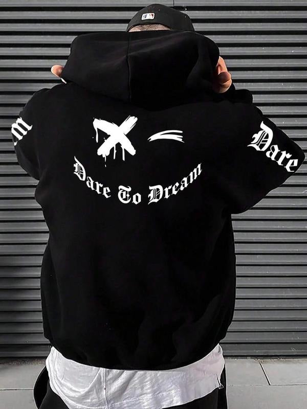 Unisex Essentials Hoodie, Cartoon Letter Print Drop Shoulder Hoodie, Casual Regular Fit Drawstring Pocket Hooded...