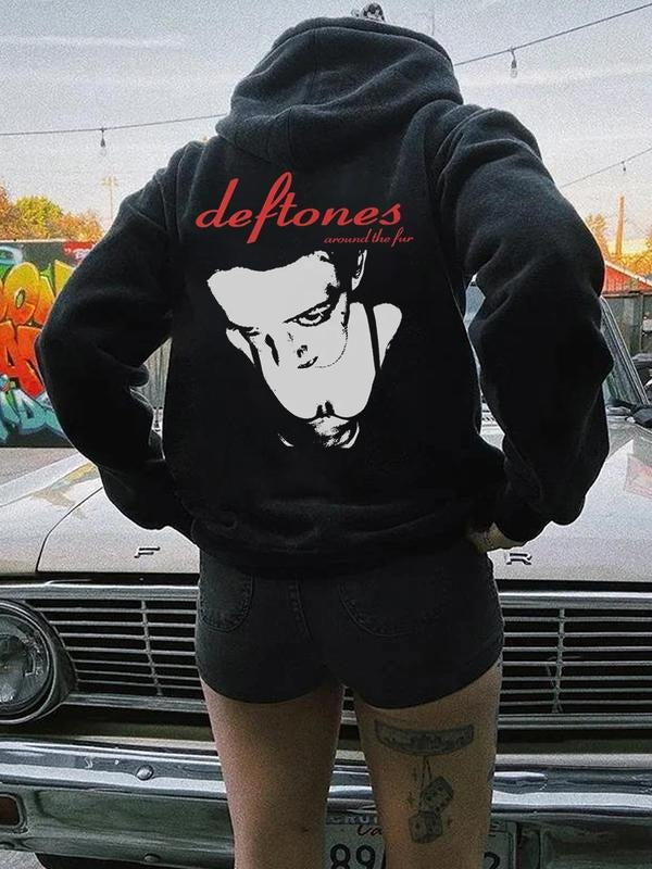 Unisex Fall Winter Graphic Hoodie, Casual Loose Fit Letter Print Sweatshirt, Comfortable Fleece Lined Sportswear for...