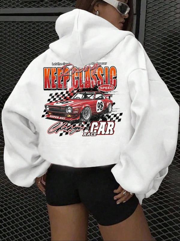 Unisex Fall Winter Trendy Hoodie, Loose Fit Comfortable Graphic Print Sweatshirt, Casual Outdoor Sports Wear, Fleece...