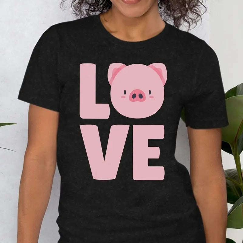 Unisex Love Pig T-Shirt Pig Mom Shirt Top Womenswear Hoodie, Sweatshirt | HypeDripTees.com