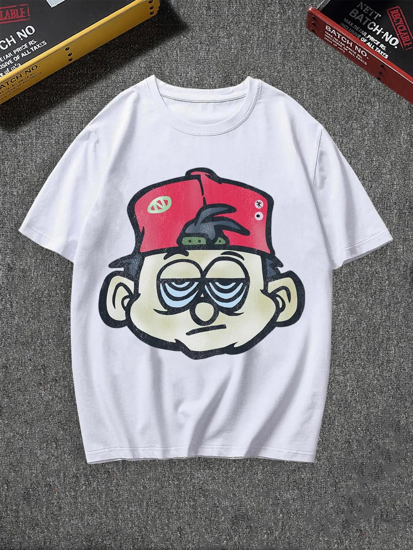 Unisex Men's Cartoon Figure Print Drop Shoulder Tee, Regular Fit Casual Short Sleeve Round Neck T-Shirt for Summer,...
