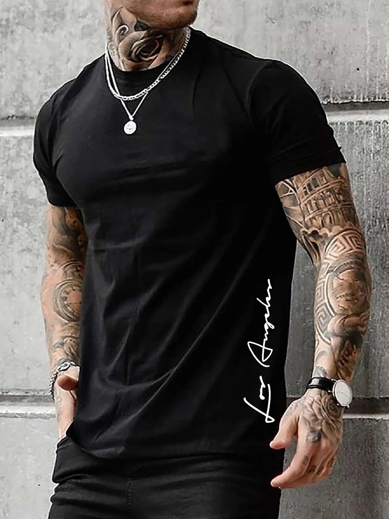 Unisex Men's Letter Print Round Neck Tee, Regular Fit Street Fashion Casual Short Sleeve T-Shirt for Summer, Unisex's Top...