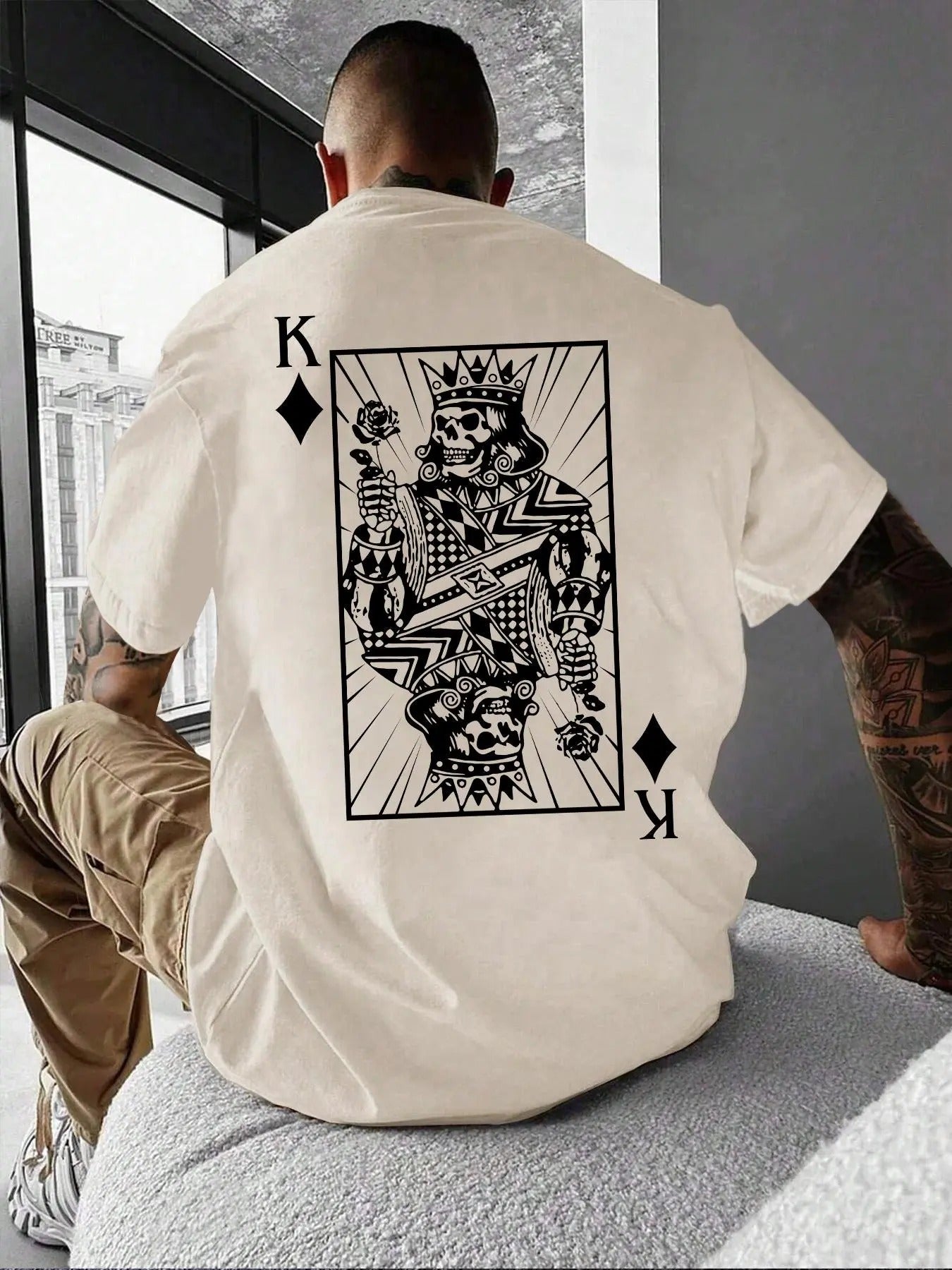 Unisex Men's Playing Card Print Round Neck Tee, Regular Fit Short Sleeve Crew Neck T-Shirt for Summer, Casual Fashion...