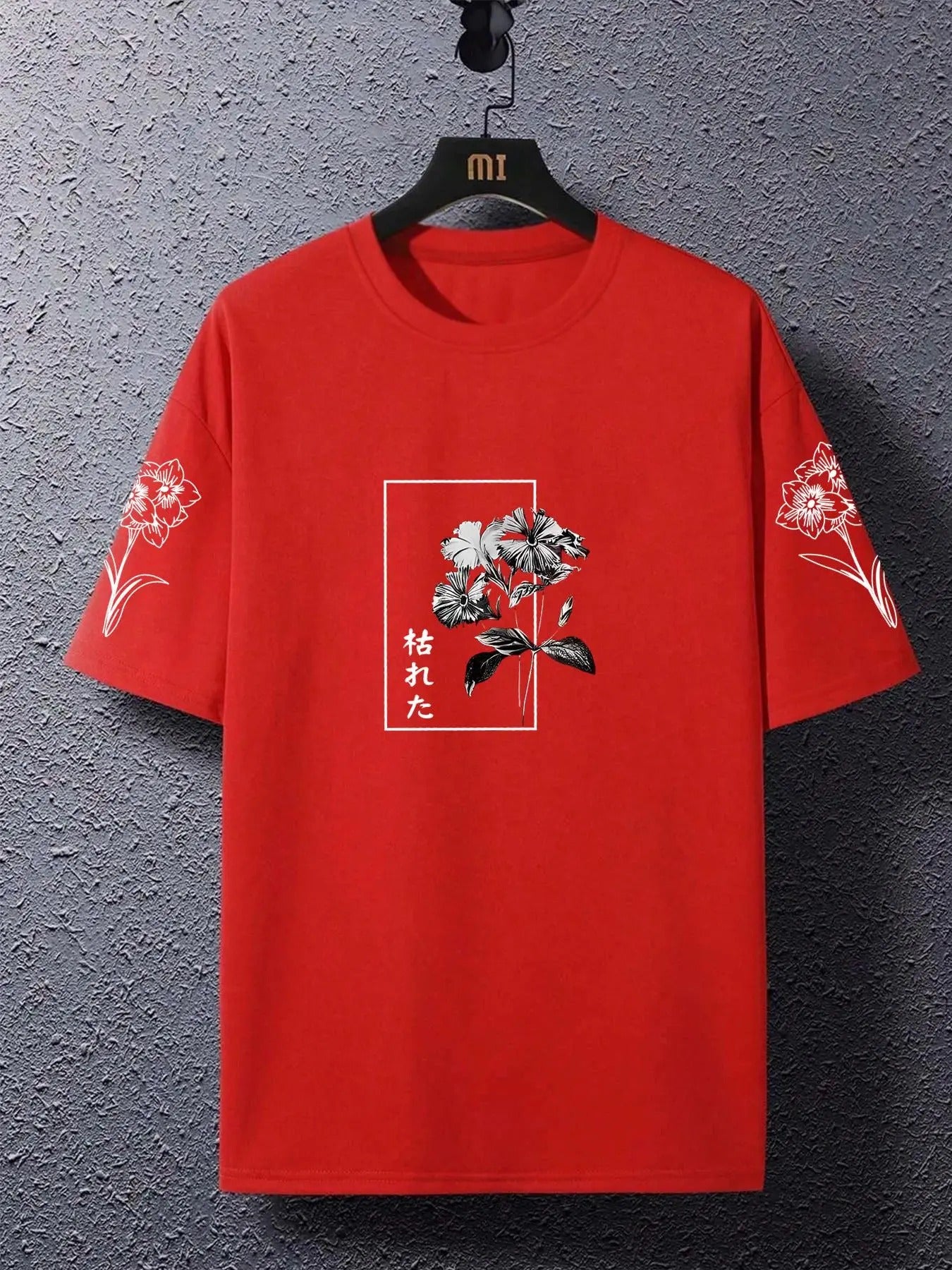 Unisex Men's Regular Fit Floral Print Drop Shoulder Tee, Casual Short Sleeve Round Neck Graphic T-Shirt for Summer,...