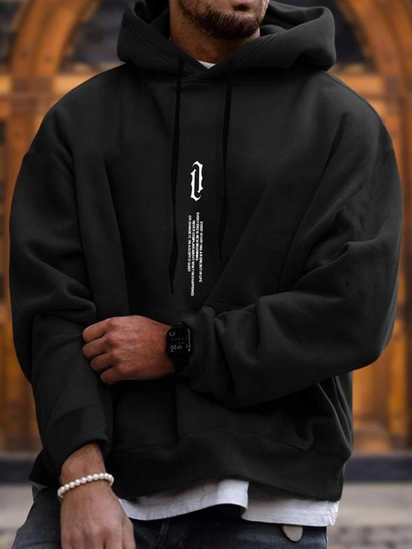 Unisex Men's Regular Fit Letter Print Pocket Drawstring Essentials Hoodie, Plain Long Sleeve Pullover Sweatshirt for...